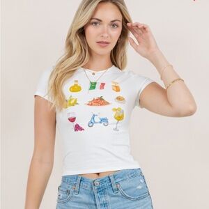 A266. Italy Pasta Vespa Graphic Baby Tee
